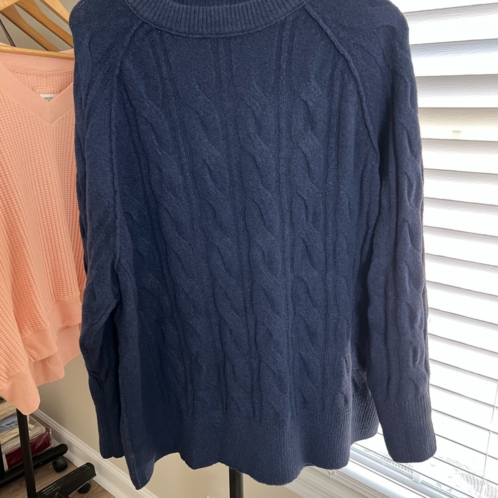 Aerie Navy Cable Knit Sweater